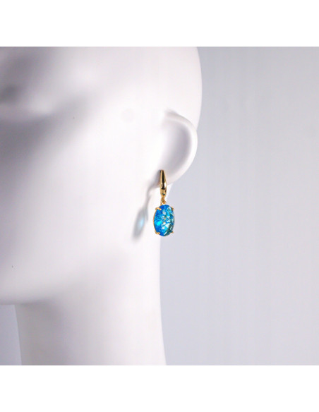 Komplet Naszyjnik z zawieszką STAL CHIRURGICZNA KOLCZYKI "CRACKLE" ELIPSY