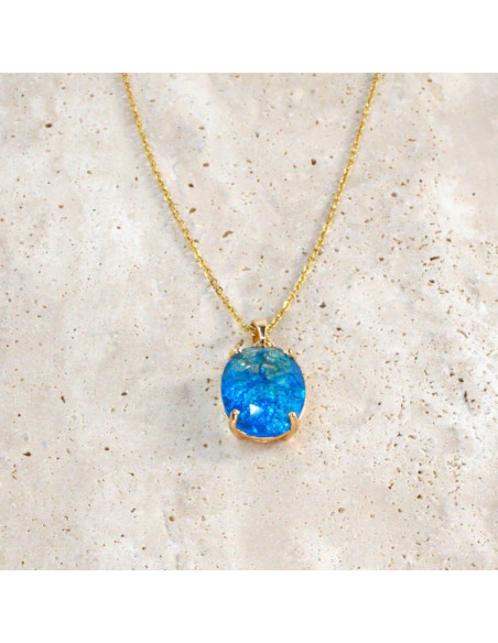 Komplet Naszyjnik z zawieszką STAL CHIRURGICZNA KOLCZYKI "CRACKLE" ELIPSY