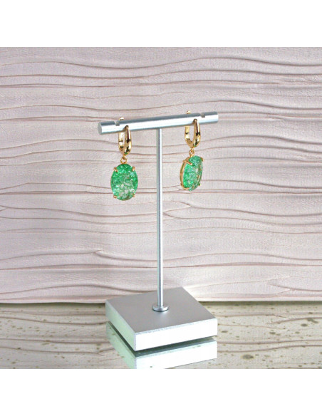 Komplet Naszyjnik z zawieszką STAL CHIRURGICZNA KOLCZYKI "CRACKLE" ELIPSY