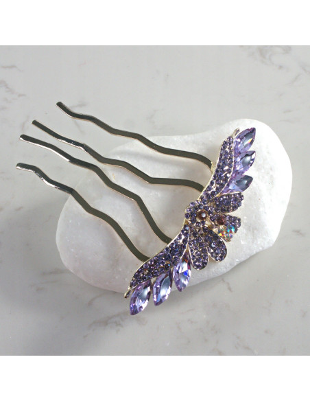 GRZEBIEŃ wsuwany do włosów wtykowy ozdobny PAW Lolita Akcesoria FIOLET