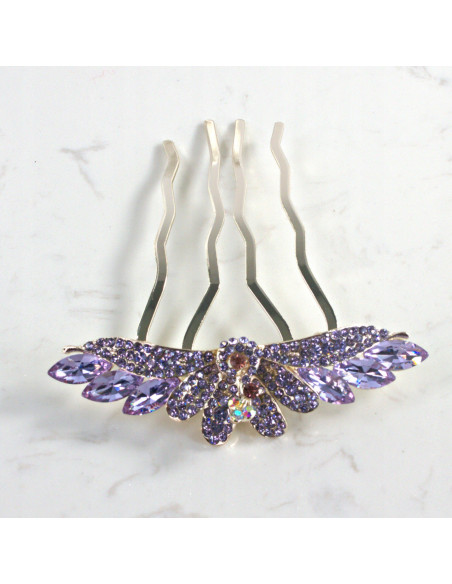 GRZEBIEŃ wsuwany do włosów wtykowy ozdobny PAW Lolita Akcesoria FIOLET