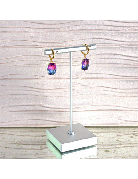 Komplet Naszyjnik z zawieszką STAL CHIRURGICZNA KOLCZYKI CIENIOWANE ELIPSY