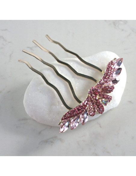 GRZEBIEŃ wsuwany do włosów wtykowy ozdobny PAW Lolita Akcesoria RÓŻOWY