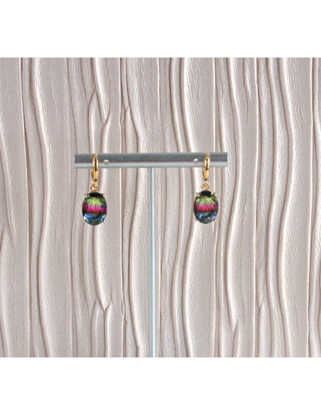 Komplet Naszyjnik z zawieszką STAL CHIRURGICZNA KOLCZYKI CIENIOWANE ELIPSY