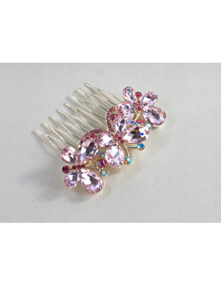 GRZEBIEŃ wsuwany do włosów wtykowy ozdobny MOTYL Lolita Akcesoria RÓŻOWY