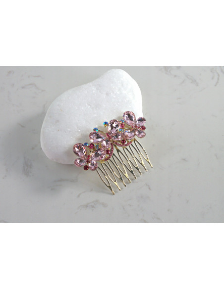 GRZEBIEŃ wsuwany do włosów wtykowy ozdobny MOTYL Lolita Akcesoria RÓŻOWY