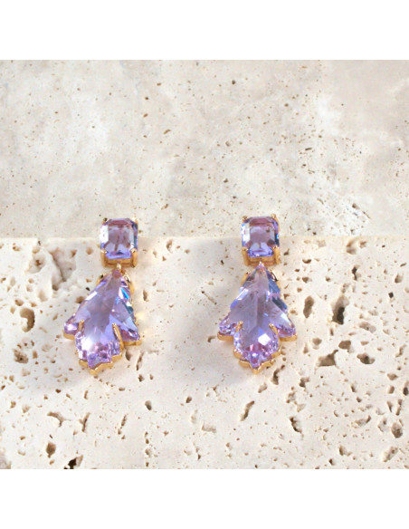 Komplet Naszyjnik z zawieszką STAL CHIRURGICZNA KOLCZYKI FIOLETOWE