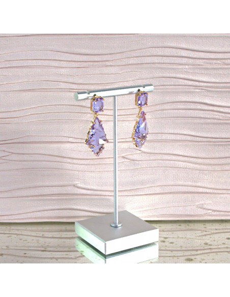 Komplet Naszyjnik z zawieszką STAL CHIRURGICZNA KOLCZYKI FIOLETOWE