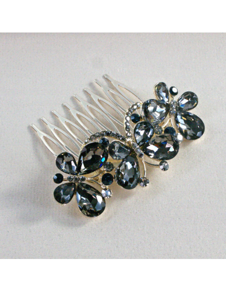 GRZEBIEŃ wsuwany do włosów wtykowy ozdobny MOTYL Lolita Akcesoria GRAFITOWY