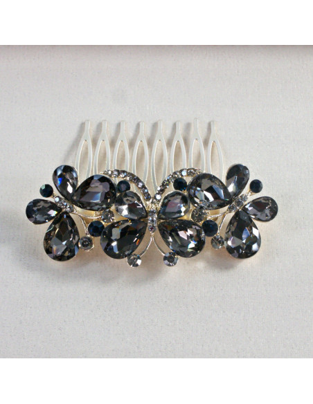 GRZEBIEŃ wsuwany do włosów wtykowy ozdobny MOTYL Lolita Akcesoria GRAFITOWY