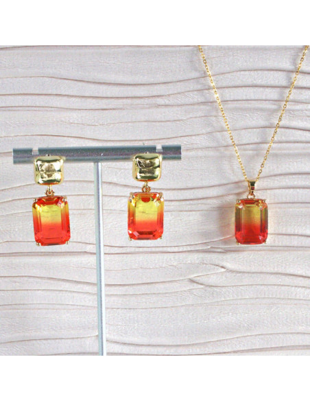 Komplet Naszyjnik z zawieszką STAL CHIRURGICZNA KOLCZYKI "BRYLANTY"