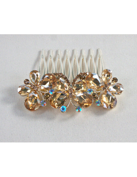 GRZEBIEŃ wsuwany do włosów wtykowy ozdobny MOTYL Lolita Akcesoria MIODOWY