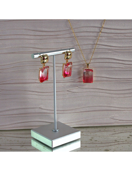 Komplet Naszyjnik z zawieszką STAL CHIRURGICZNA KOLCZYKI "BRYLANTY"