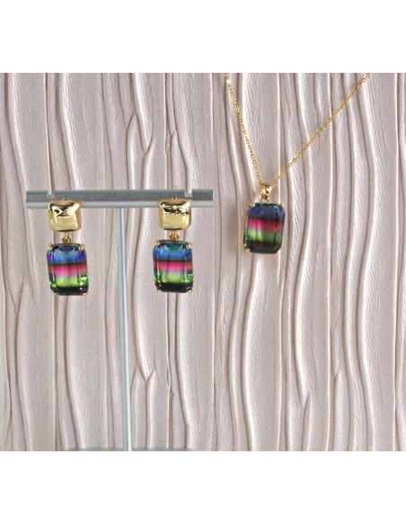 Komplet Naszyjnik z zawieszką STAL CHIRURGICZNA KOLCZYKI "BRYLANTY"