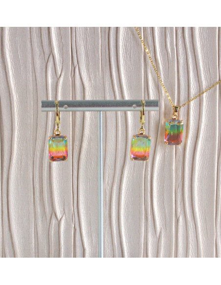 Komplet Naszyjnik z zawieszką STAL CHIRURGICZNA KOLCZYKI "BRYLANTY"