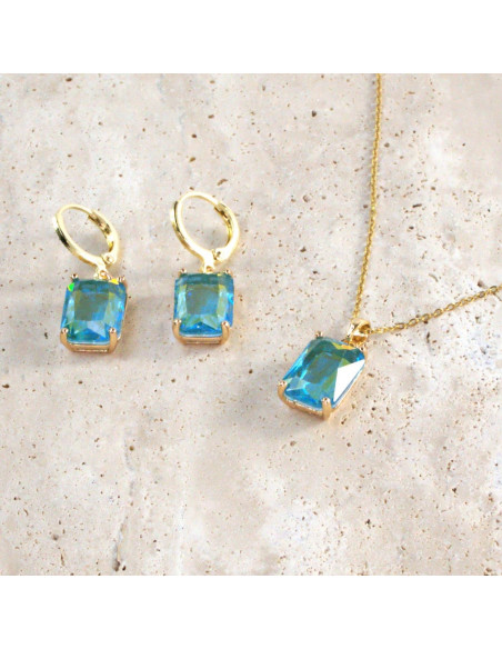 Komplet Naszyjnik z zawieszką STAL CHIRURGICZNA KOLCZYKI "BRYLANTY"