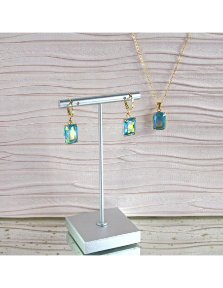 Komplet Naszyjnik z zawieszką STAL CHIRURGICZNA KOLCZYKI "BRYLANTY"