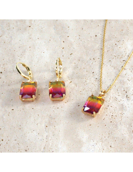 Komplet Naszyjnik z zawieszką STAL CHIRURGICZNA KOLCZYKI "BRYLANTY"