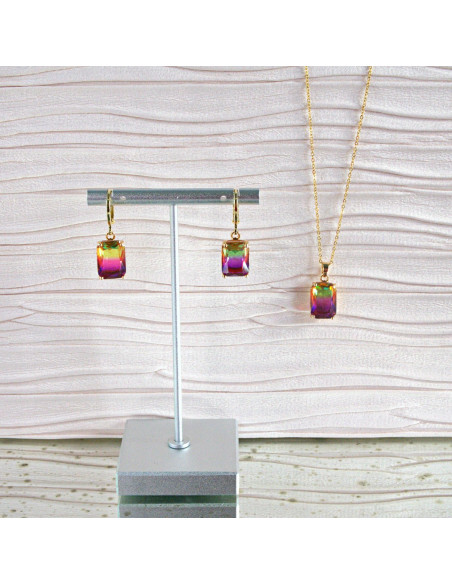 Komplet Naszyjnik z zawieszką STAL CHIRURGICZNA KOLCZYKI "BRYLANTY"