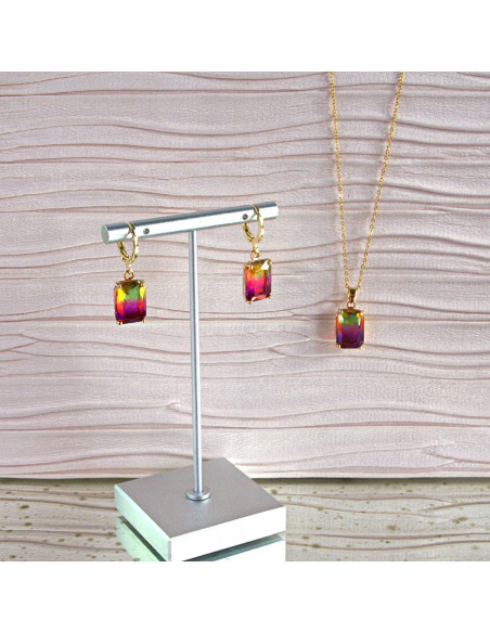 Komplet Naszyjnik z zawieszką STAL CHIRURGICZNA KOLCZYKI "BRYLANTY"