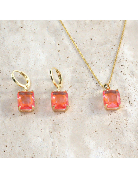 Komplet Naszyjnik z zawieszką STAL CHIRURGICZNA KOLCZYKI "BRYLANTY"