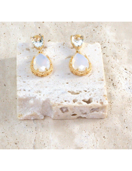 Komplet Naszyjnik z zawieszką STAL CHIRURGICZNA KOLCZYKI MLECZNE ŁEZKI