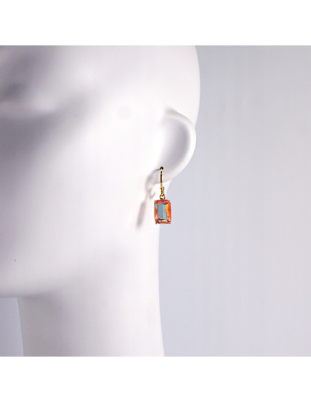 Komplet Naszyjnik z zawieszką STAL CHIRURGICZNA KOLCZYKI RÓŻOWE "BRYLANTY"