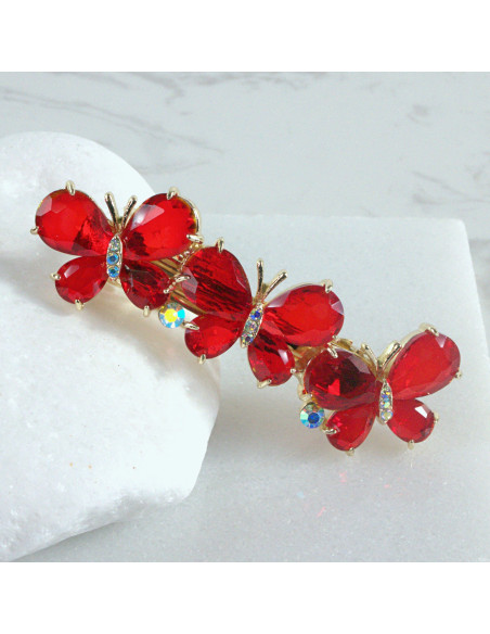 Klamra francuska 3 motyle kryształki  Lolita akcesoria