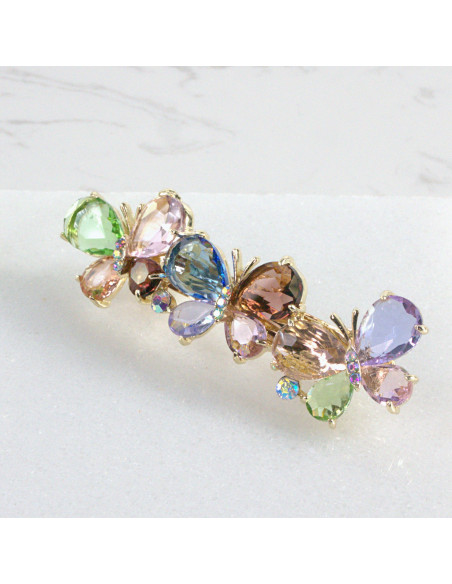 Klamra francuska 3 motyle kryształki  Lolita akcesoria