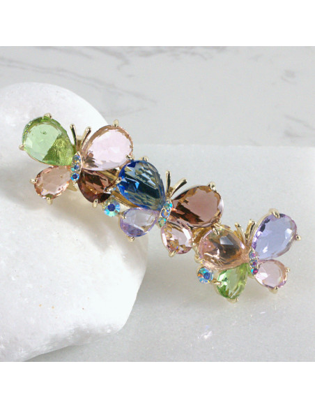 Klamra francuska 3 motyle kryształki  Lolita akcesoria