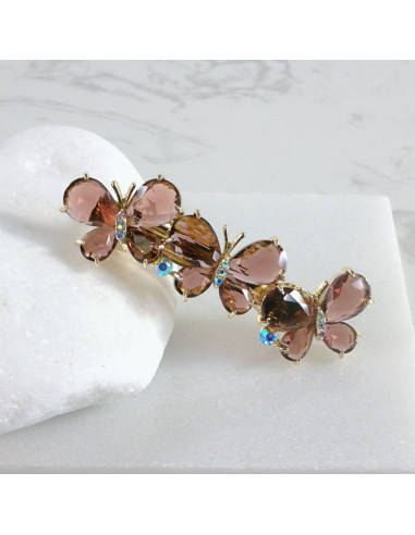 Klamra francuska 3 motyle kryształki  Lolita...