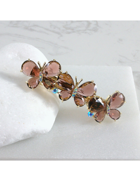 Klamra francuska 3 motyle kryształki  Lolita akcesoria