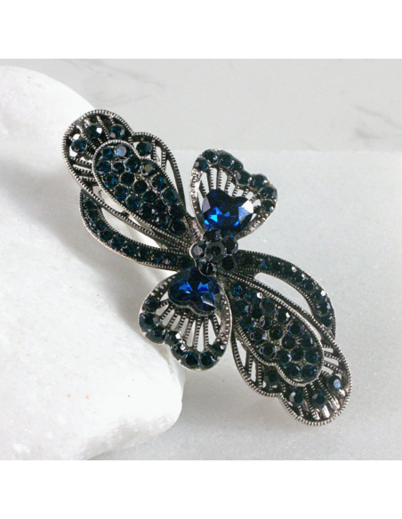 Klamra francuska granatowy kwiat Lolita akcesoria