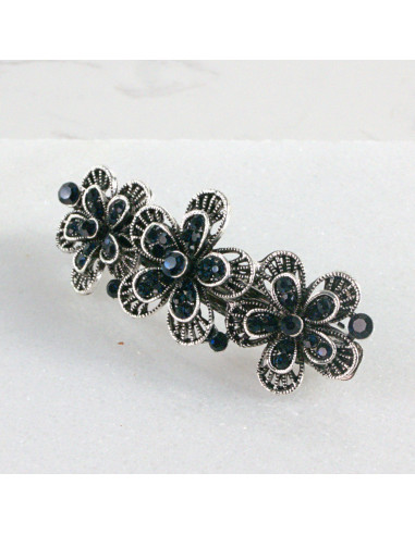 Klamra francuska 3 granatowe kwiatki Lolita...