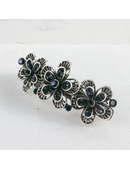 Klamra francuska 3 granatowe kwiatki Lolita akcesoria