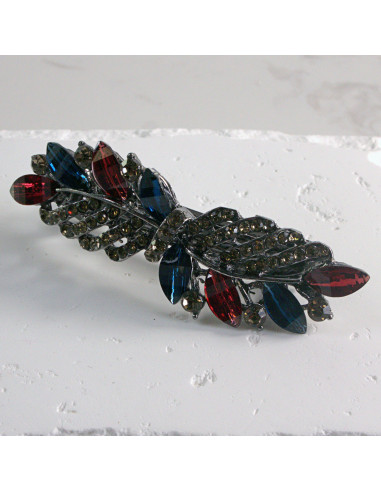 Klamra francuska liść z kryształkami Lolita...