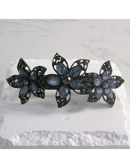 Klamra francuska 3 duże kwiatki z kryształkami Lolita akcesoria