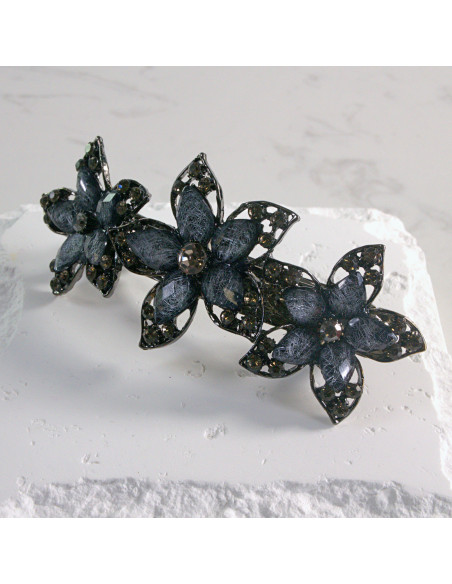 Klamra francuska 3 duże kwiatki z kryształkami Lolita akcesoria