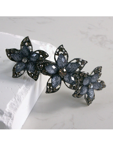 Klamra francuska 3 duże kwiatki z kryształkami...