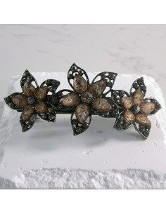 Klamra francuska 3 duże kwiatki z kryształkami Lolita...