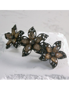 Klamra francuska 3 duże kwiatki z kryształkami Lolita... 2