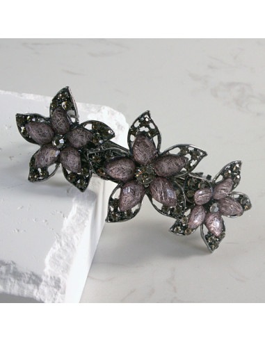 Klamra francuska 3 duże kwiatki z kryształkami...