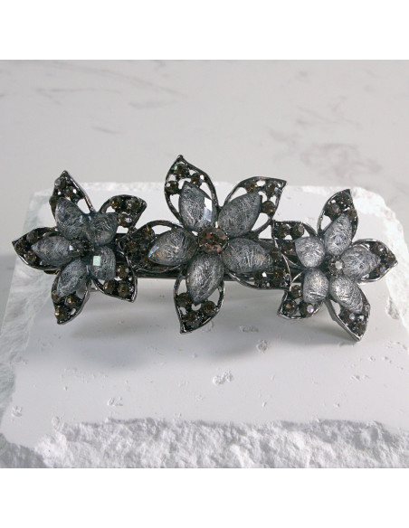 Klamra francuska 3 duże kwiatki z kryształkami Lolita akcesoria