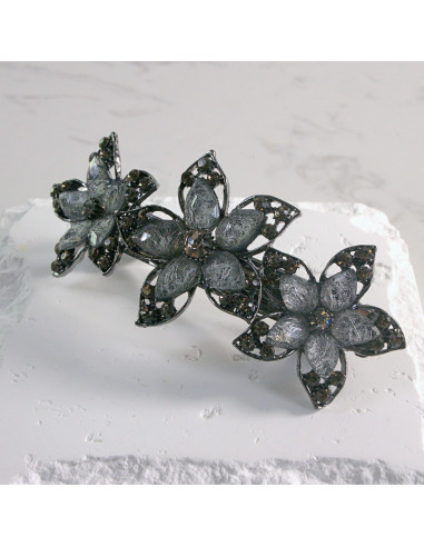 Klamra francuska 3 duże kwiatki z kryształkami...