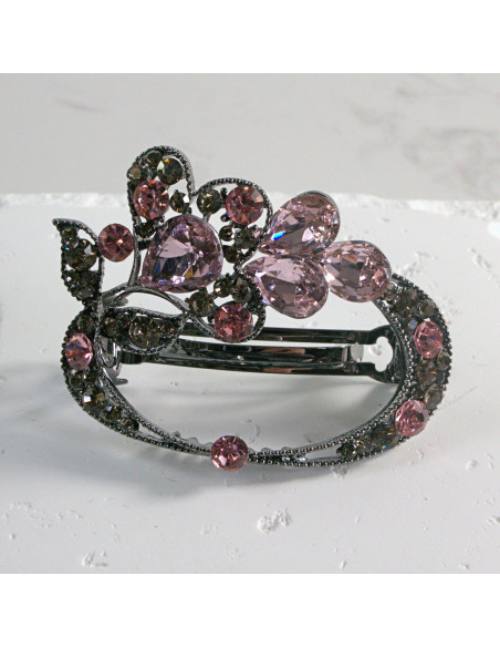 Klamra francuska okrągłe kwiatki z kryształkami Lolita akcesoria