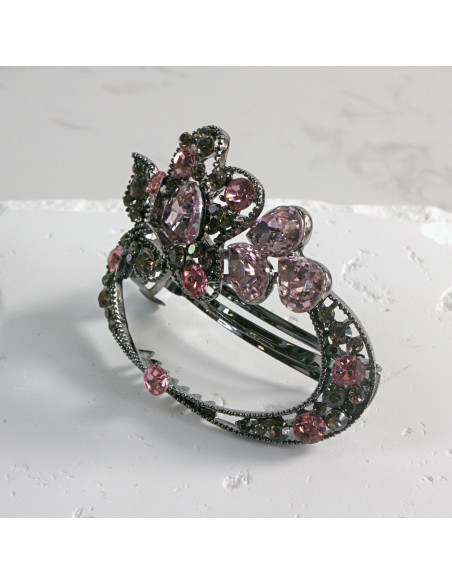 Klamra francuska okrągłe kwiatki z kryształkami Lolita akcesoria