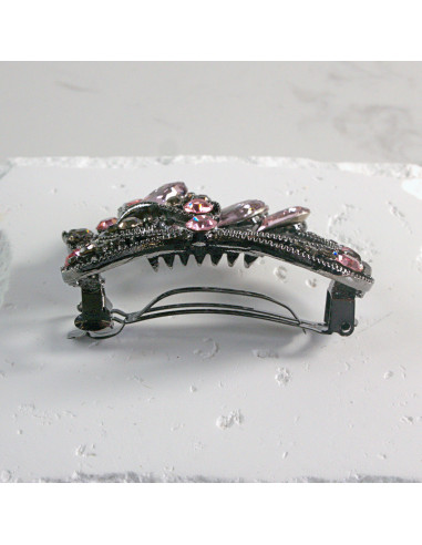 Klamra francuska okrągłe kwiatki z kryształkami...