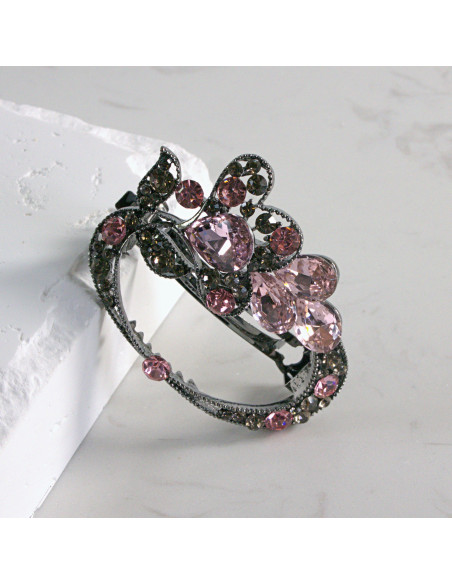 Klamra francuska okrągłe kwiatki z kryształkami Lolita akcesoria