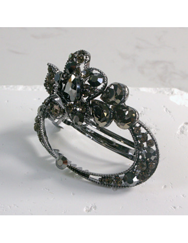 Klamra francuska okrągłe kwiatki z kryształkami...