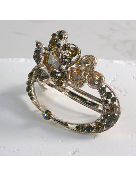 Klamra francuska okrągłe kwiatki z kryształkami Lolita akcesoria